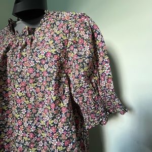 JCrew Crew medium smocked puffed sleeve 100% Cotton Poplin Blouse